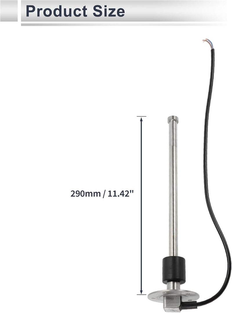 RATCHROLL 1set Fuel Sending Unit and Gauge Kit 290mm Length Boat Fuel Sending Unit Marine Fuel Sender Unit Black Silver Tone Metal 240-33 Ohm - Image 3